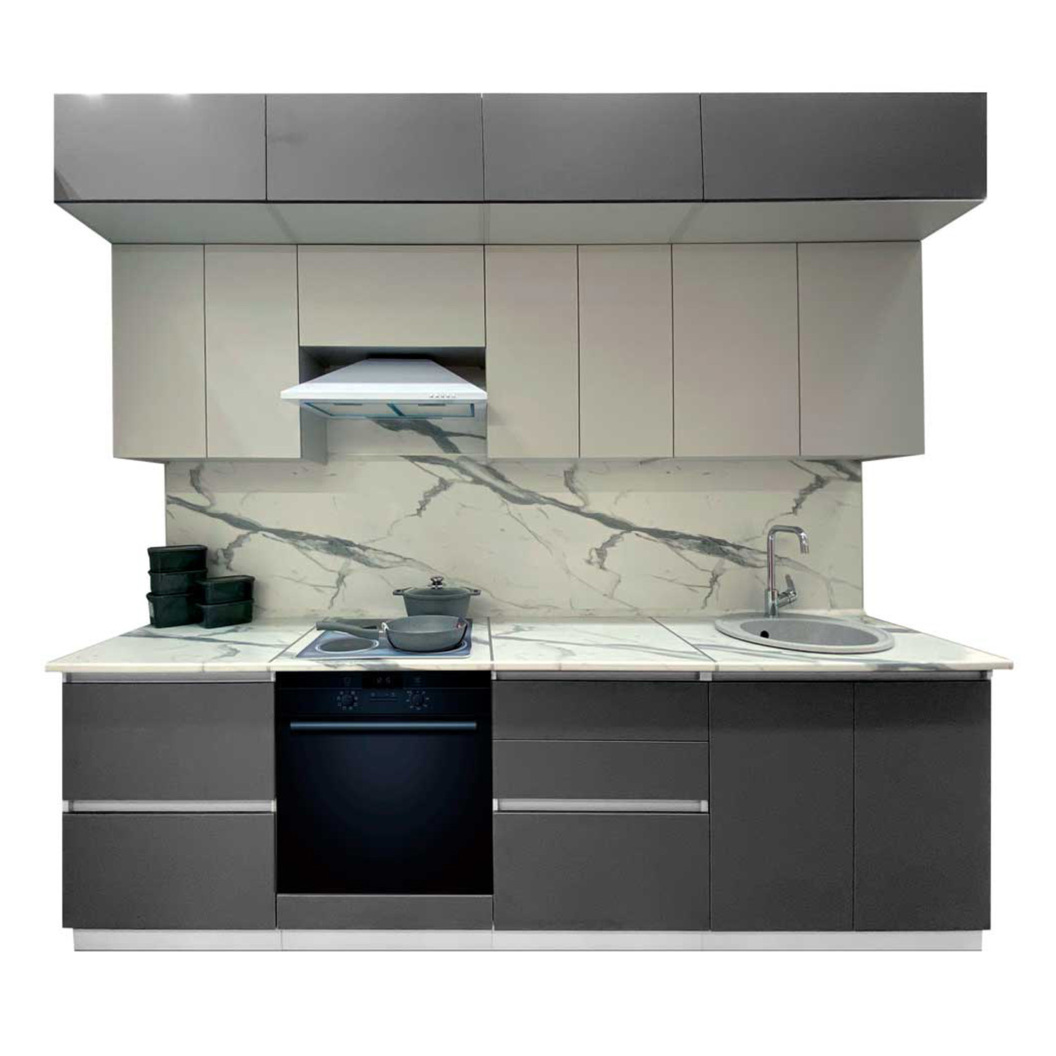 Шкаф напольный 600х850х600 мм BROZEX-WOOD Серый лед, для духового шкафа, серый / графит