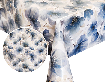 Клеёнка на тканевой основе "PoemaShine" "Цветы" синие на белом  шир.1,4м AS-813 *20