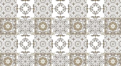 Клеёнка на тканевой основе "Этюд" "Изразцы" беж.-бел.-сер. шир.1,25м 637/2 "Колорит" *25