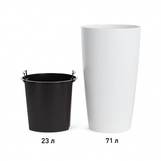 Кашпо пластм. "Рондо" высокое 71л d 400мм h755мм, со вставкой 23л Белый М8877 (ЗПИ "Альт.") *1 Кашпо пластм. "Рондо" высокое 71л d 400мм h755мм, со вставкой 23л Белый М8877 (ЗПИ "Альт.") *1