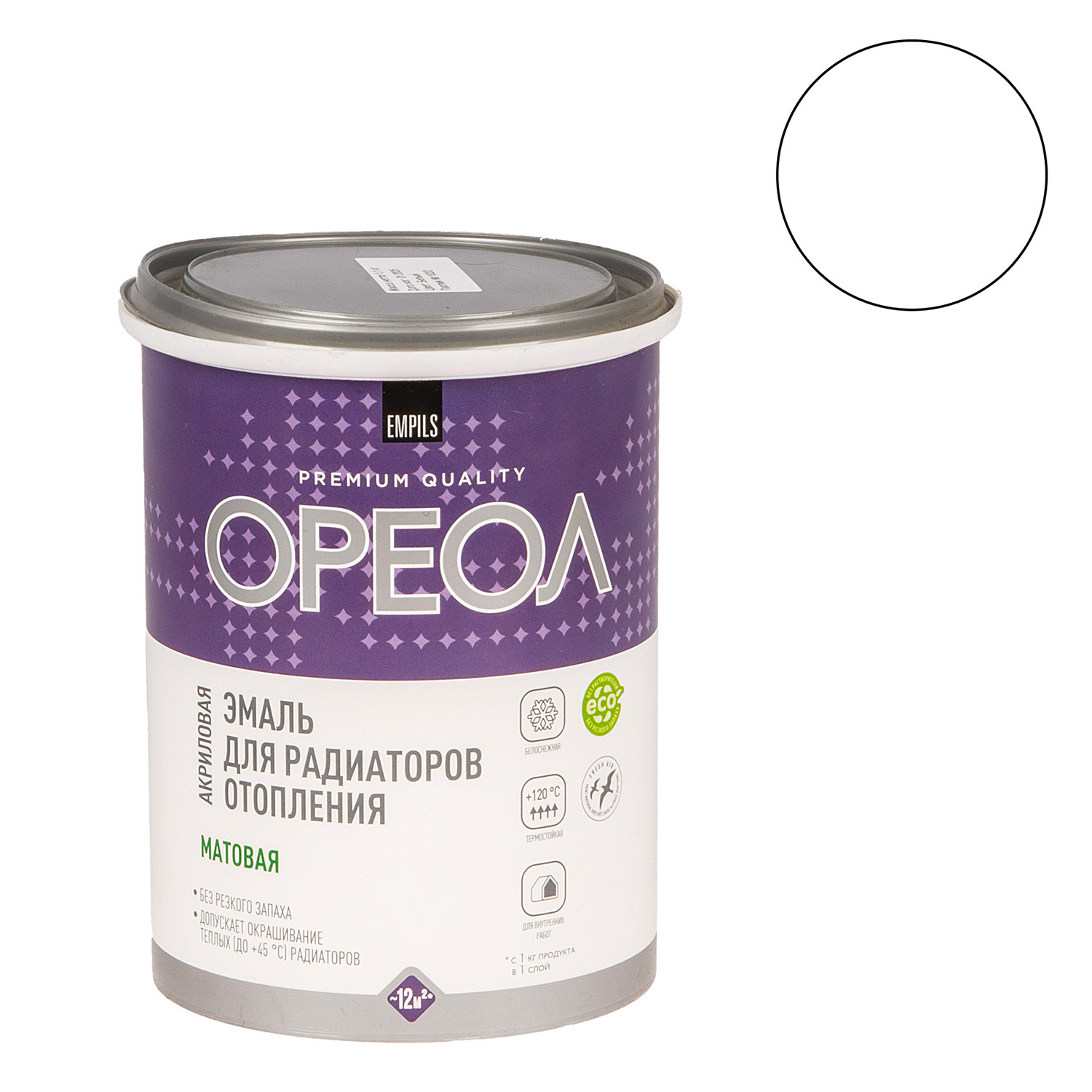 Эмаль для радиаторов акриловая белая матовая 1,1 кг Ореол *6/336 Эмаль для радиаторов акриловая белая матовая 1,1 кг Ореол *6/336