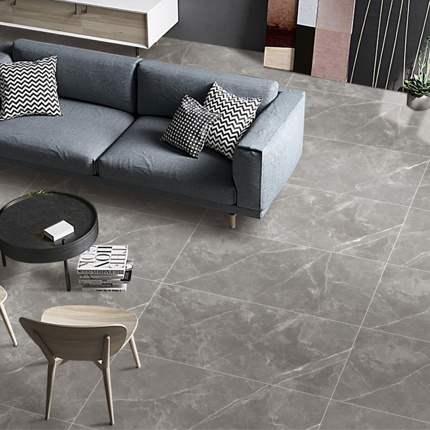 Керамогранит 2.16 м² Китай Мрамор 00069986, 1200х600х9 мм, полированный, графит