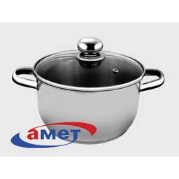 Кастрюля нерж. 2,5л "Славяна" с Теплораспр.дн, d20см, выс.10,4см Стек.кр.объем.руч.1с2398 (Аша) *1/6