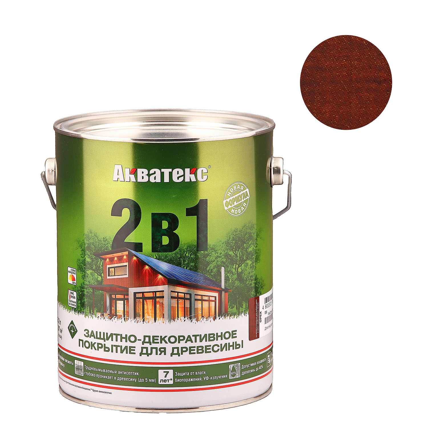 Защитно-декоративное покрытие 2.7 л для древесины АКВАТЕКС 2 в 1, алкидное, орех Защитно-декоративное покрытие 2.7 л для древесины АКВАТЕКС 2 в 1, алкидное, орех