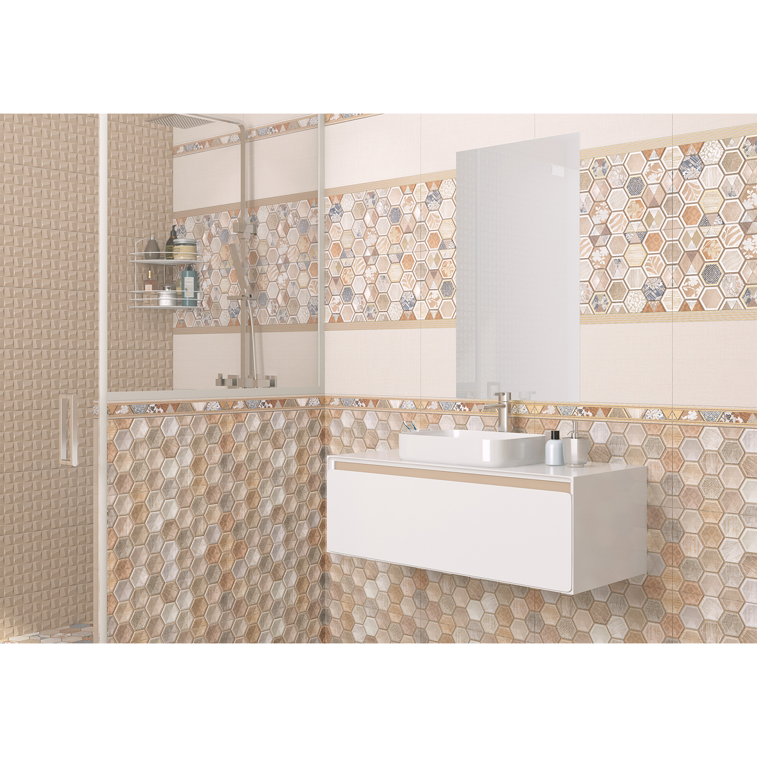 Плитка 50х24.9 см настенная 1.37 м² Alma Ceramica Asteria, бежевый, геометрия