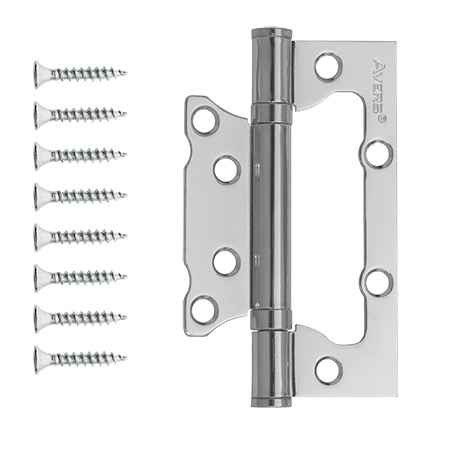 Петля без врезки 100*63*2мм ХРОМ CR (комплект 2шт.) AVERS *1/6/48 Петля без врезки 100*63*2мм ХРОМ CR (комплект 2шт.) AVERS *1/6/48
