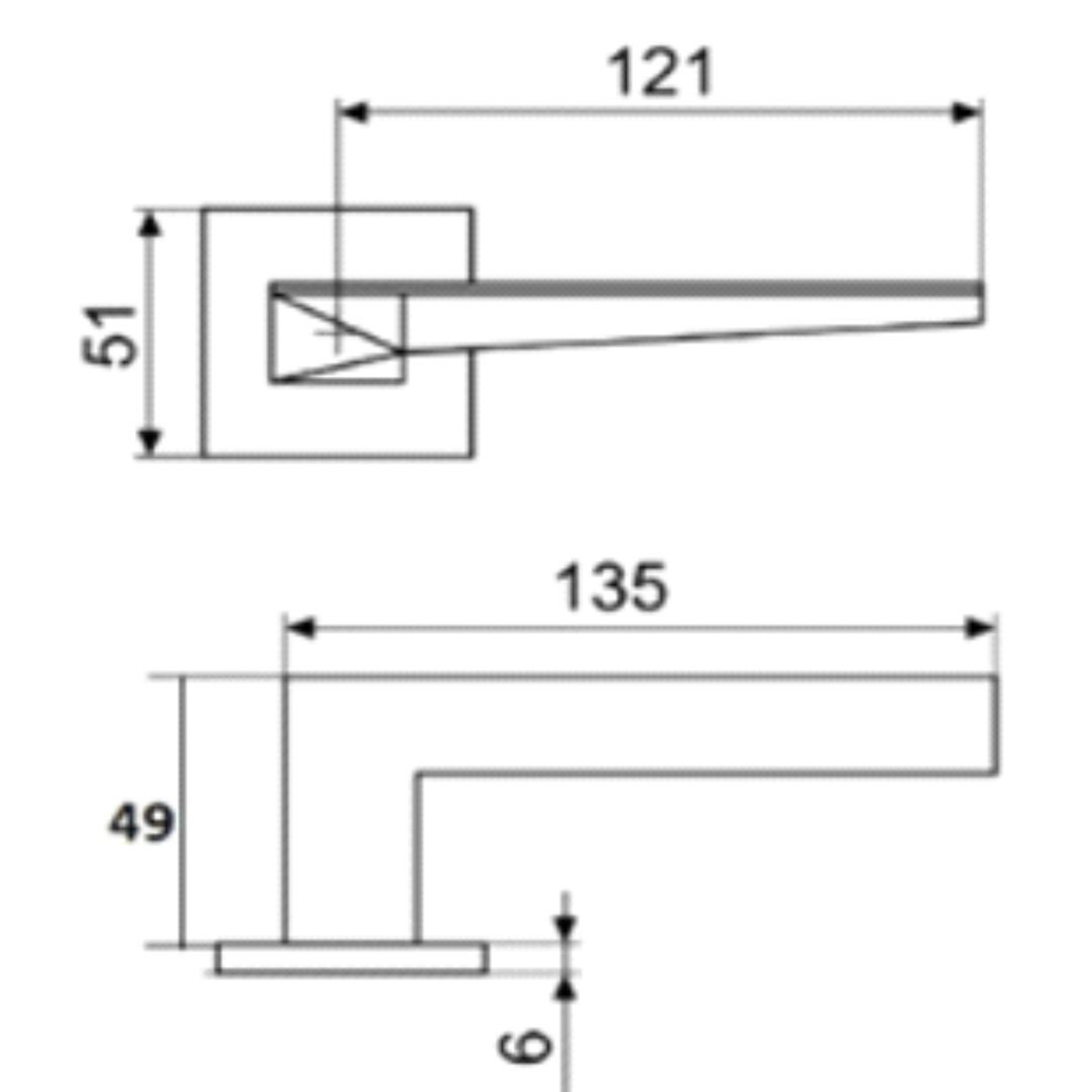 Ручка раздельная НИКЕЛЬ черный 603Е11 КВАДРАТ 03/204932 TRODOS *1/24