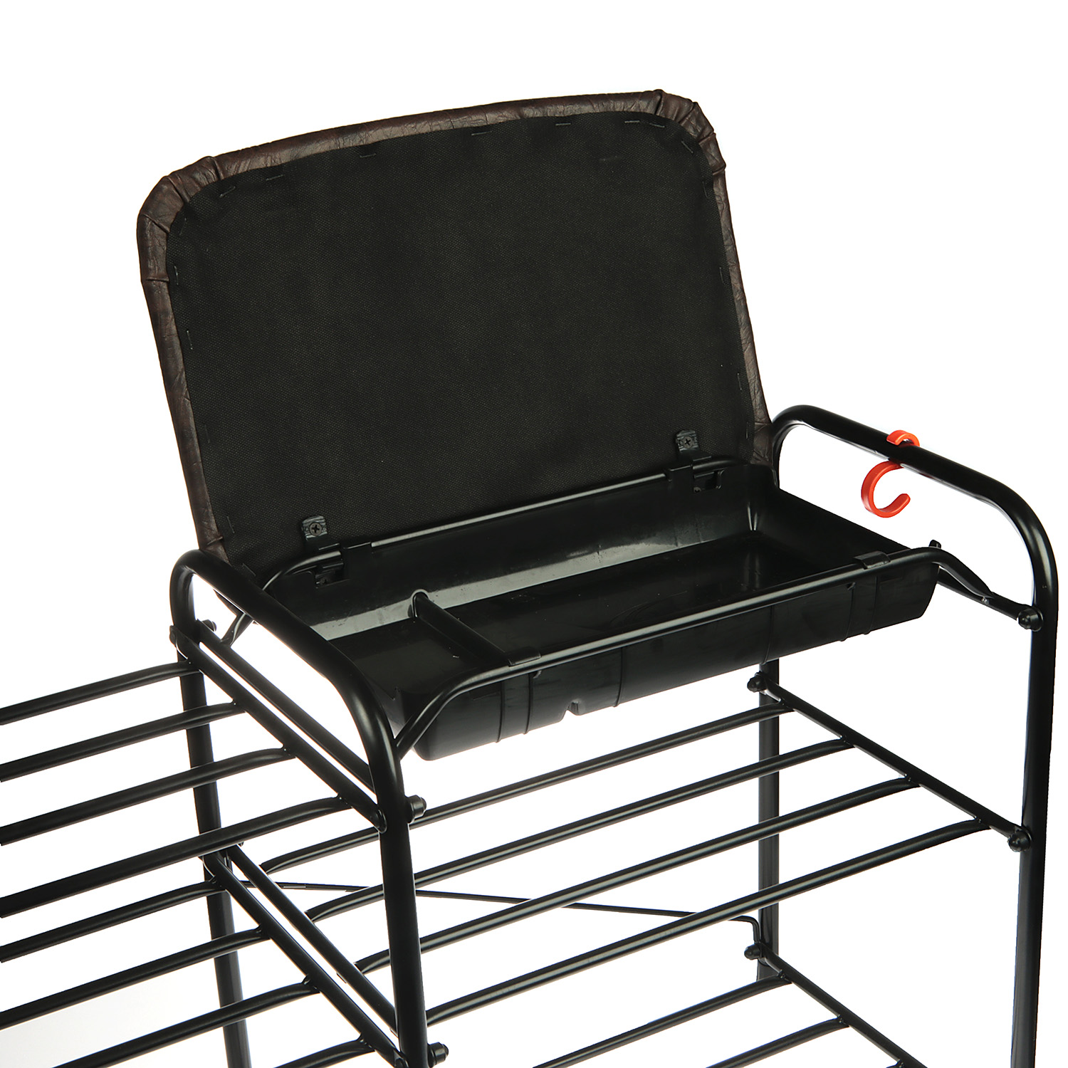 Подставка для обуви металл. "Альфа 33" 3-х ярусная 890х300х480мм с Мягк.Сид.+Ящик Черн.ПДОА33СЯ Ч *1