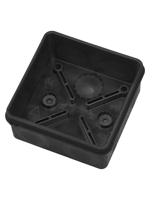 Коробка распаячная 8 вх. ОП 80х80х40мм 2-х комп.черная IP66 TDM SQ1401-2912 инд. штр-код *10/120