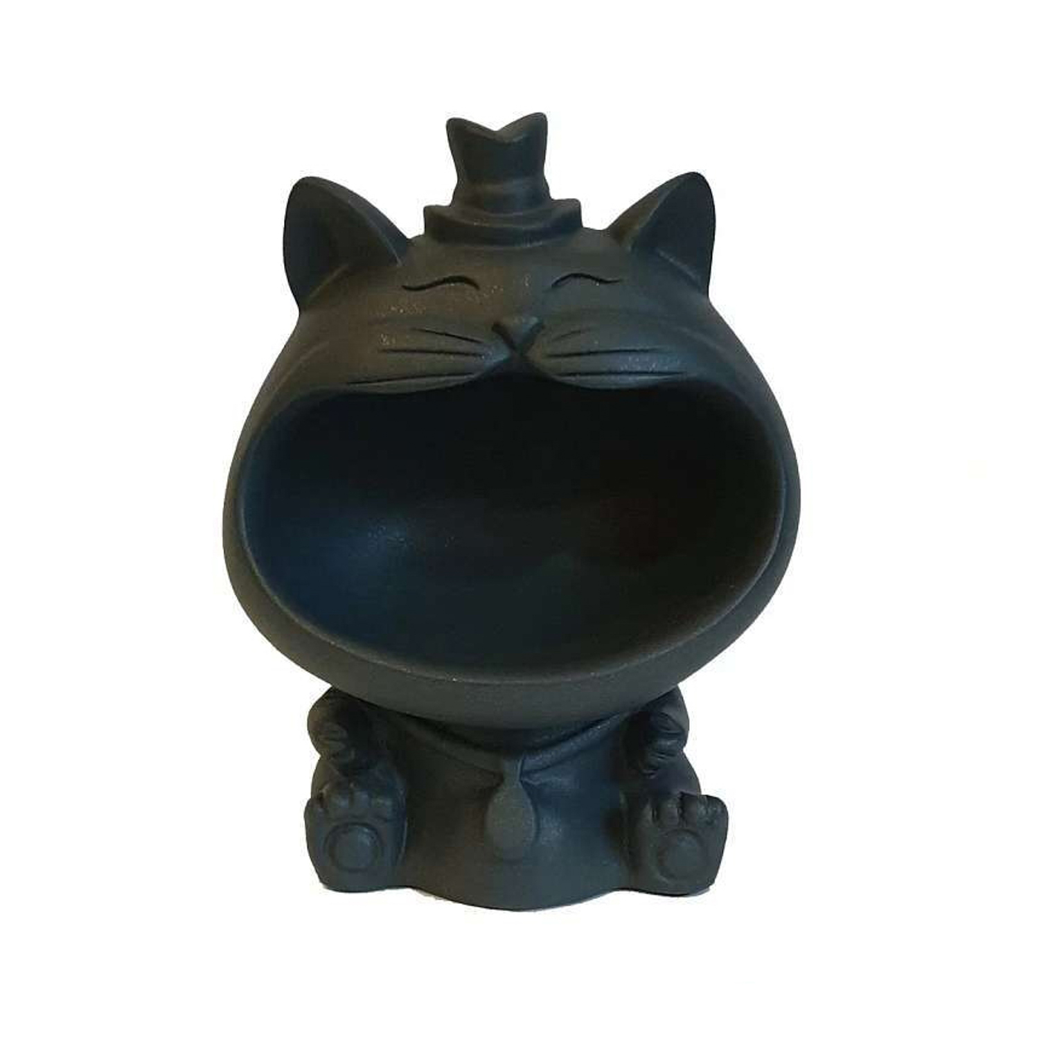 Кашпо гипсовое "Ганста-Кэт" 1,52л 140х120мм h180мм Антрацит металлик ("VipSet") *1/4