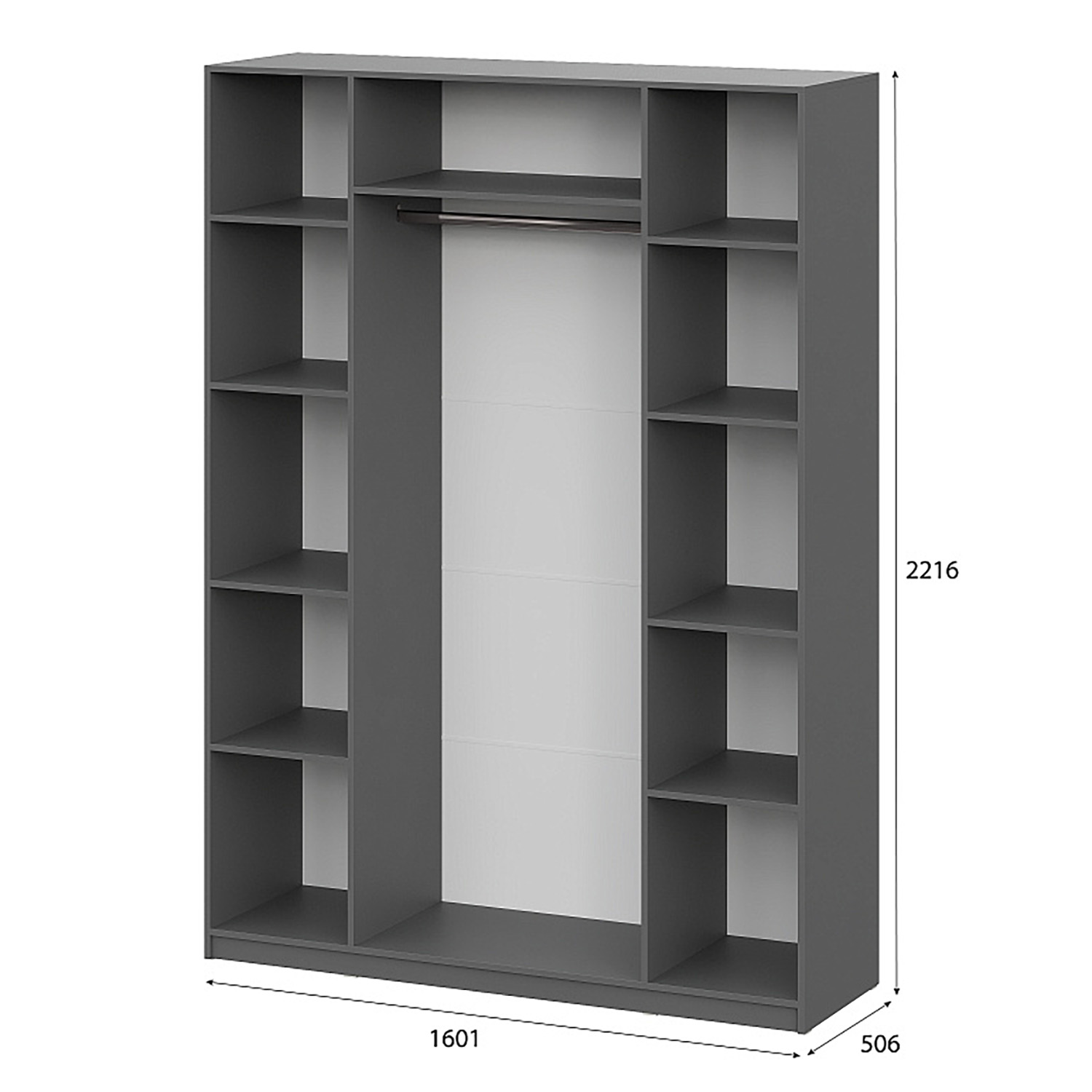 Шкаф 160х221.6х50.6 см СВ-Мебель ШК 5, графит серый