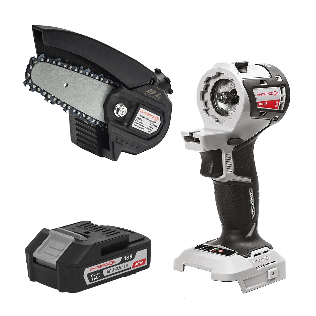 Пила цепная аккумуляторная 18В 2,5Ач Б/Щ Li-Ion шина10см шаг1/4"паз1,1мм ПЦА-4/18ВМ ИНТЕРСКОЛ*1/4