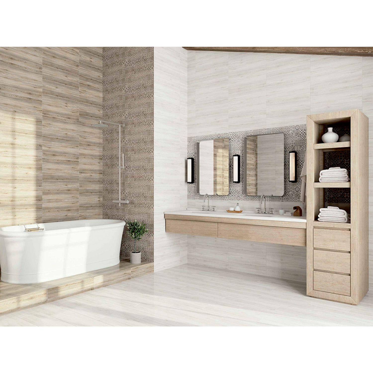 яяяКерамогранит Альбервуд белый 200*600*8,5 (0,12*8=0,96*64=61,44) 6264-0063-1001 Лассельсбергер