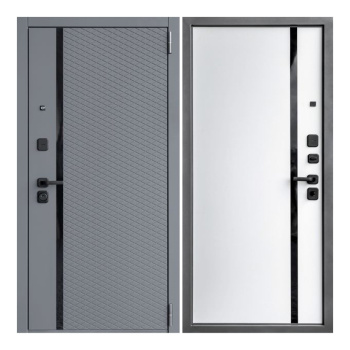 Дверь входная 2050х960х80 мм Дверной континент, левая, графит/белый софт