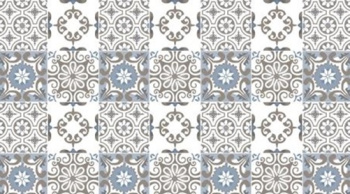 Клеёнка на тканевой основе "Этюд" "Изразцы" беж.-голуб.-бел. ш.1,25м 637/10 "Колорит" *25