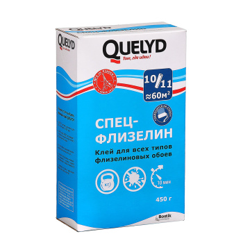 Клей для обоев Quelyd Спец-флизелин, флизелиновый, 60 м², 450 г Клей для обоев Quelyd Спец-флизелин, флизелиновый, 60 м², 450 г