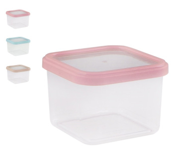 яяяБанка для сыпучих продуктов пластм. квадр. "CUBBO LIGHT"   0,6л Прозрачн. арт.26616  *1/24