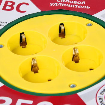 Удлинитель 4 розетки 30м с/з КАТУШКА ПВС 3*1мм2 16А мощ.нагр 3500Вт Союз 481S-3503 *1
