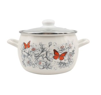 Кастрюля эмалированная 3,5л d210мм Ст.крышка.с пл.р., обод нерж., с Деколью С-4213САП2/4 *1/6