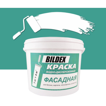 Краска акриловая 14 кг фасадная BILDEX, белая, матовая