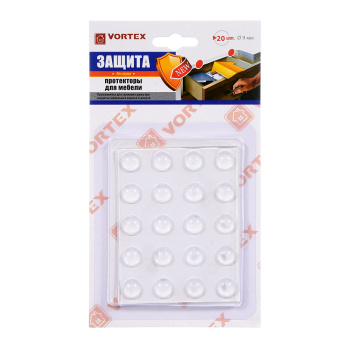 Протекторы для мебельных дверей и ящиков, прозрачный из ПВХ d9мм  "VORTEX" (арт.26007)    *1/30