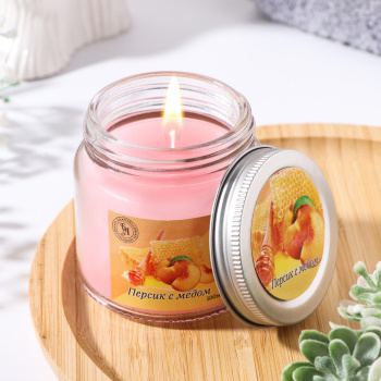 Свеча ароматическая в стекле 6,3см, 100мл, персик с мёдом  9338117