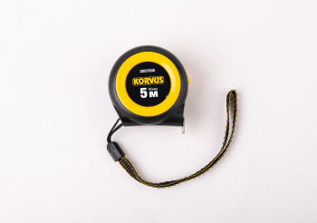 Рулетка 5м х19мм пластик. корпус стальная лента автостоп арт.2507005 KORVUS *1/12/240