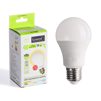 Лампа светодиодная GENERAL, Е27, груша WA60, 14 Вт, 1000 Лм, теплый белый свет