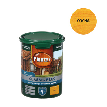 Защитно-декоративное покрытие 0.9 л для древесины PINOTEX Classic Plus 3 в 1, сосна