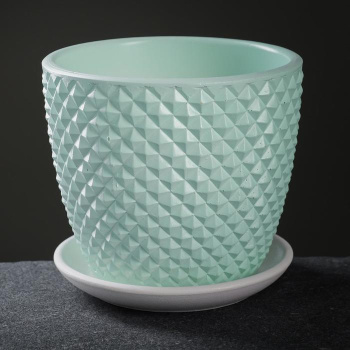 Кашпо бетон Бутон Грань 2,15л d верха 175мм h152мм с поддоном Зеленый №3 КБ-Б3-217-01 *8