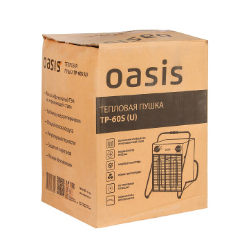 Пушка тепловая электрическая 6кВт 600м3/ч S-60м2 ТЭН 380В TP-60S (U) ОАЗИС *1