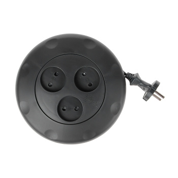 Удлинитель 3 розетки 3м б/з ПВС 2*1мм2 10А мощ. нагр 2200Вт ЧЕРНЫЙ рулетка ЭРА UR-3-3m-B *1/10