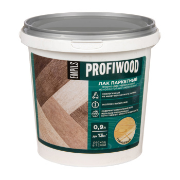 Лак водно-дисперсионный акриловый  паркетный глянцевый 0,9 кг/0,9л  PROFIWOOD *1/6/336