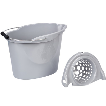яяяВедро д/мытья пола пластм. со вставкой для Отжима 12л овальн.,Мет.р."Vogue" Серебр.SV3827СБ*1/12
