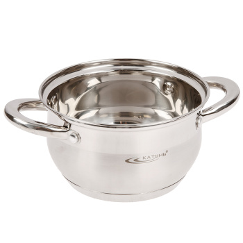 Кастрюля нерж. "Катунь" "Диана" 1,8л d16см термораспред. дно, Стекл. кр. KT01-D-18 *1/8
