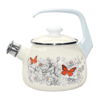 яяяЧайник эмалированный со свистком 2,5л, с Деколью С-2711АП/4 *1/4