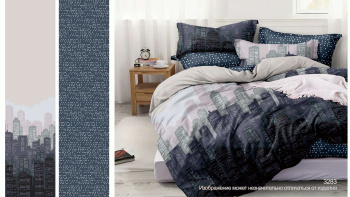 Постельное белье 1,5сп поплин на резинке Орхидея 3283, наволочки 70*70 - 2шт *1/4