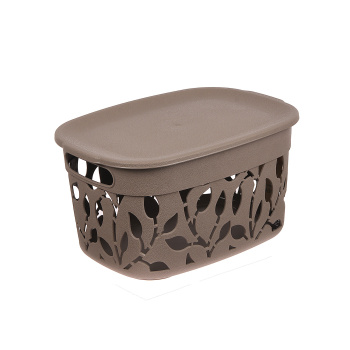 Коробка д/хранения пластм. с кр. "Флора" 280x205x155мм (5,5л) Франц.серый М2362 ("М-Пластика") *1/15