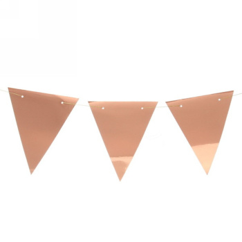 Растяжка "Праздничные флажки" 2,5 м 13*17,5 см Глянец, (10 штук), шампань