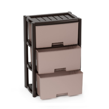 Комод пластм. "Колорит" 3 ящика выс.710мм, шир.475мм, гл.300мм Беж./Венге М7835 "ЗПИ"Альтернатива"*1