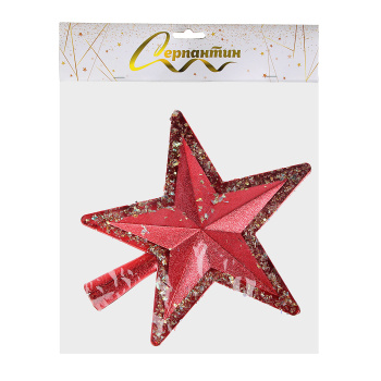 Звезда на елку "Волшебное сияние" 22*27 см, Красный