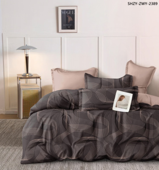 Постельное белье евро поплин на резинке Орхидея 6776, наволочки 70*70 - 2шт *1/4