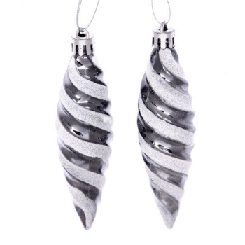 Ёлочные игрушки "Таинственное очарование" Сосульки 10 см (набор 2 шт), графит