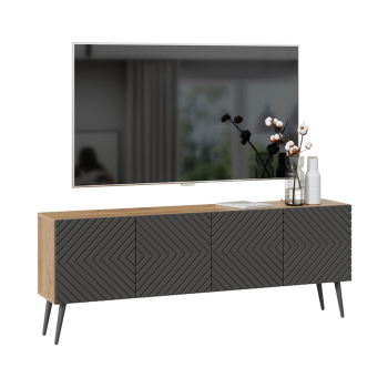 Тумба под ТВ Тип1 1602*308*400 (Дуб крафт золотой/Холст вулкан) Танго*1