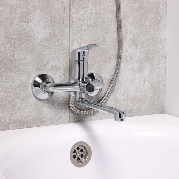 Смеситель для ванны Milardo Simp SIMSB02M02, длинный излив, однорычажный, с лейкой