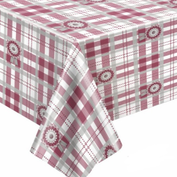 Клеёнка на нетканой основе "Мажор" "Шотландка" розово-серая с белым шир.1,35м 641/22 "Колорит"*20