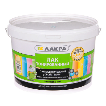 Лак акриловый для наружных и внутренних работ тонированный Бесцветный 10 кг Лакра *1/44