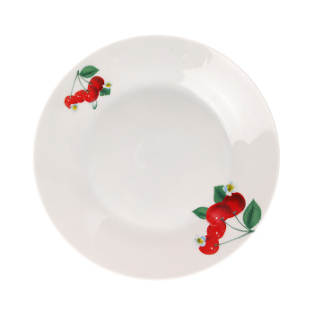 Тарелка фарфор. мелкая d18см с рис. "Вишня" ДФ- ТП18-3 ("DECO") *96