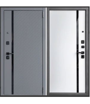 Дверь входная 2050х960х80 мм Дверной континент, левая, графит/белый софт