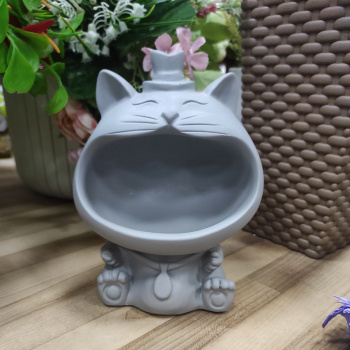 Кашпо гипсовое "Ганста-Кэт" 1,52л 140х120мм h180мм Грей металлик ("VipSet") *1/4